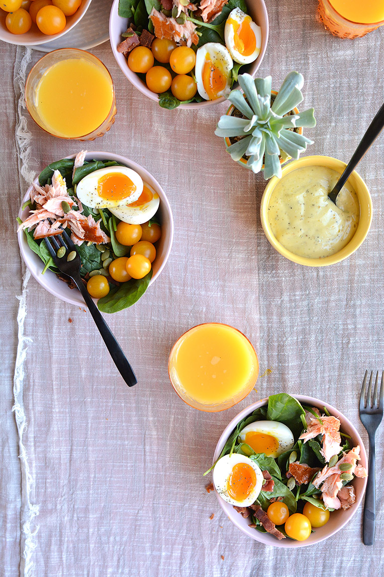 spring smoked salmon cobb salad with vital proteins