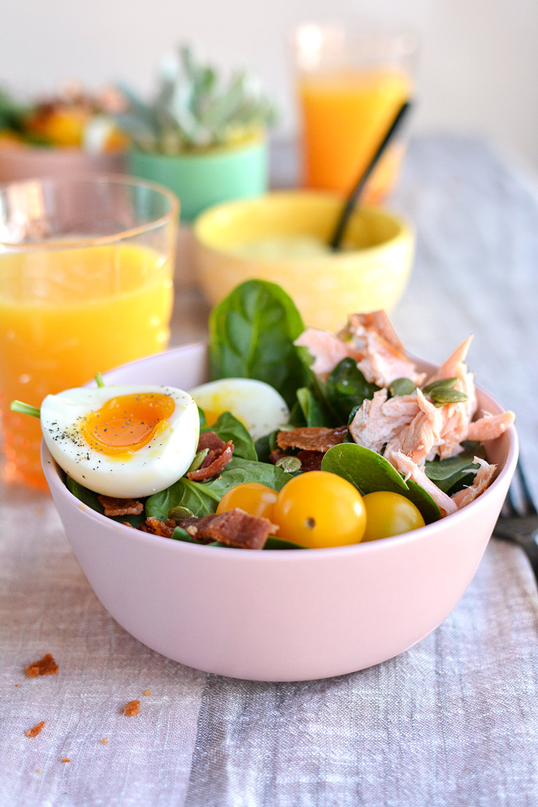 smoked salmon cobb salad sideview