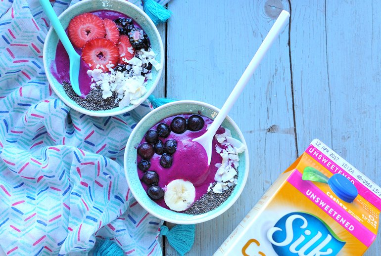 dragon fruit smoothie bowl with Silk