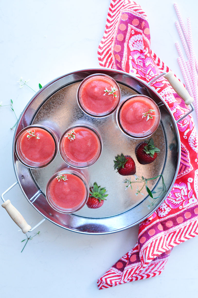 summer roasted strawberry frose in glasses