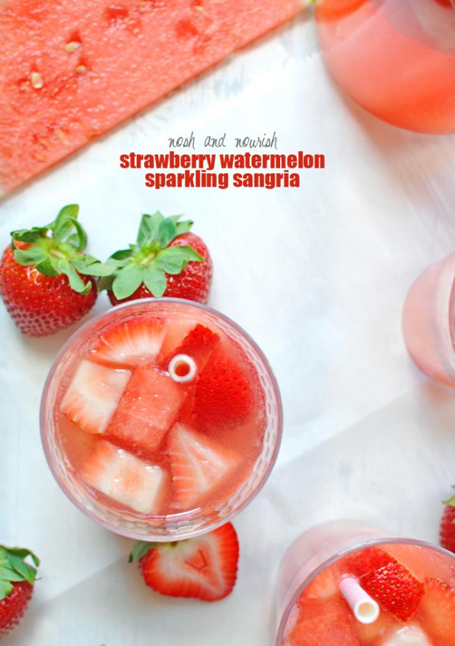 Simple {Strawberry Watermelon Sparkling Sangria} | Nosh and Nourish