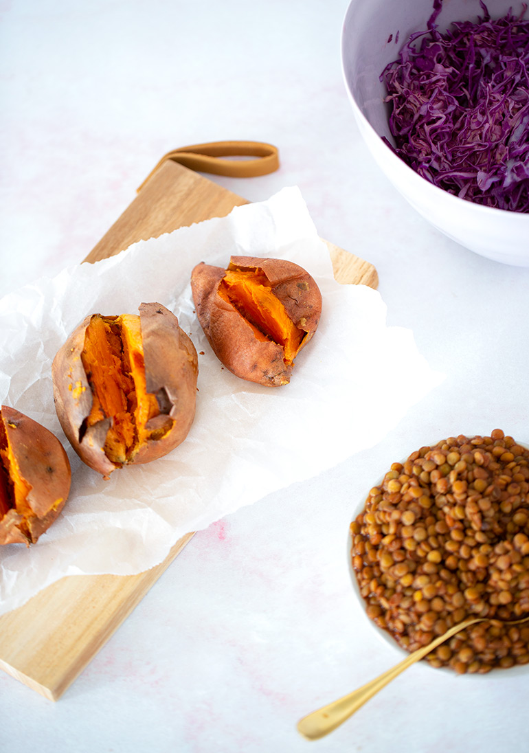 stuffed sweet potatoes with lentils