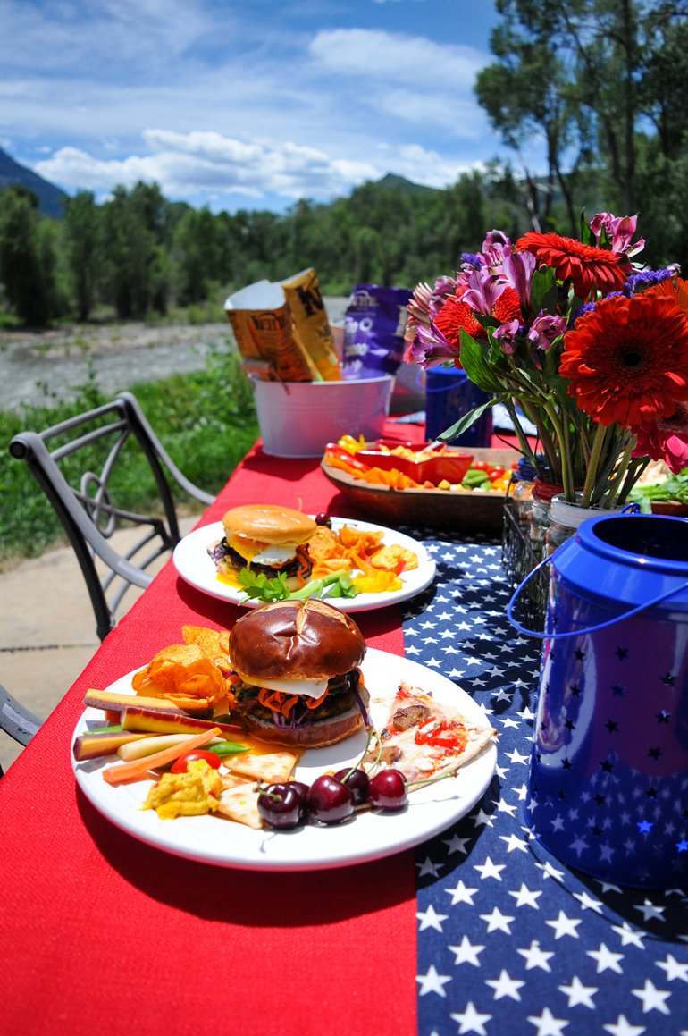 summer bbq picnic with mountains