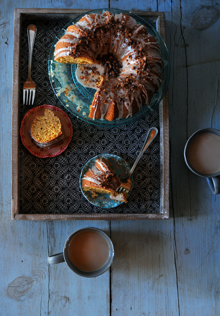 sweet potato bourbon bundt cake above