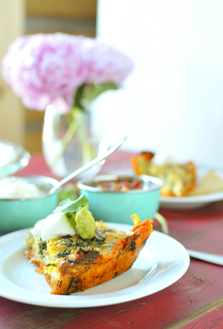 southwestern quiche on a sweet potato crust