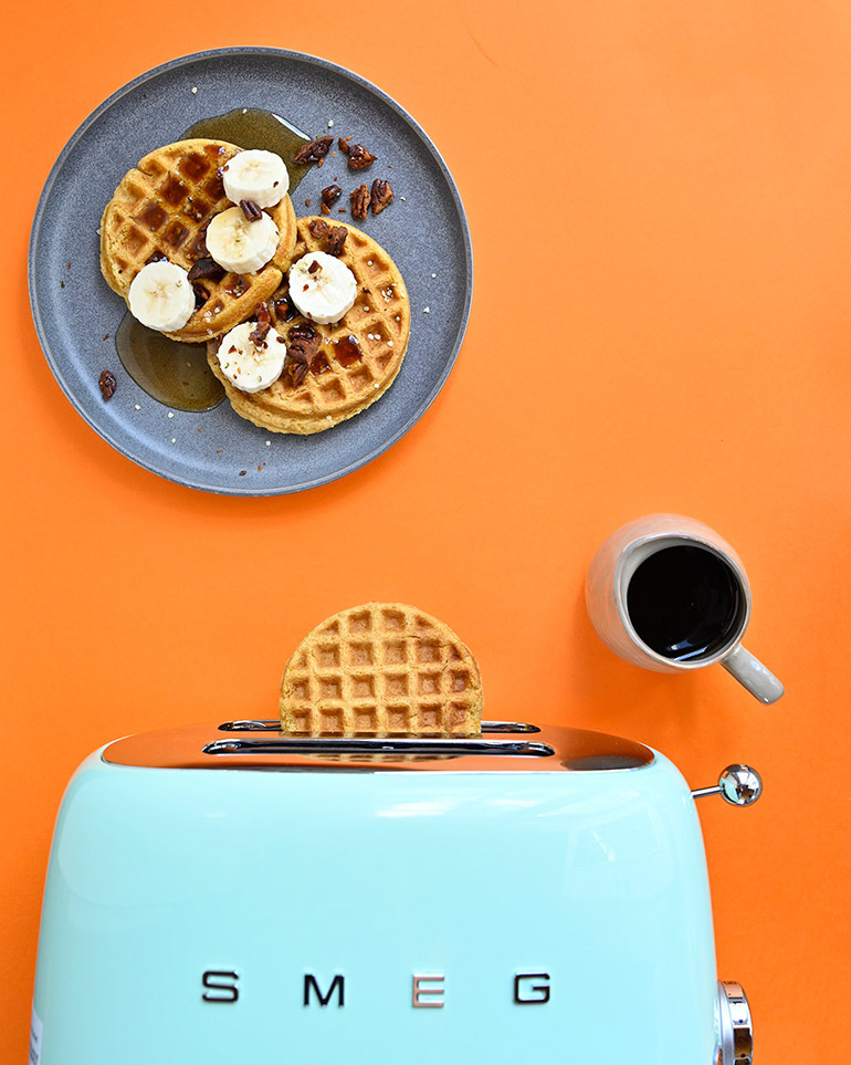 orange sweet potato waffles