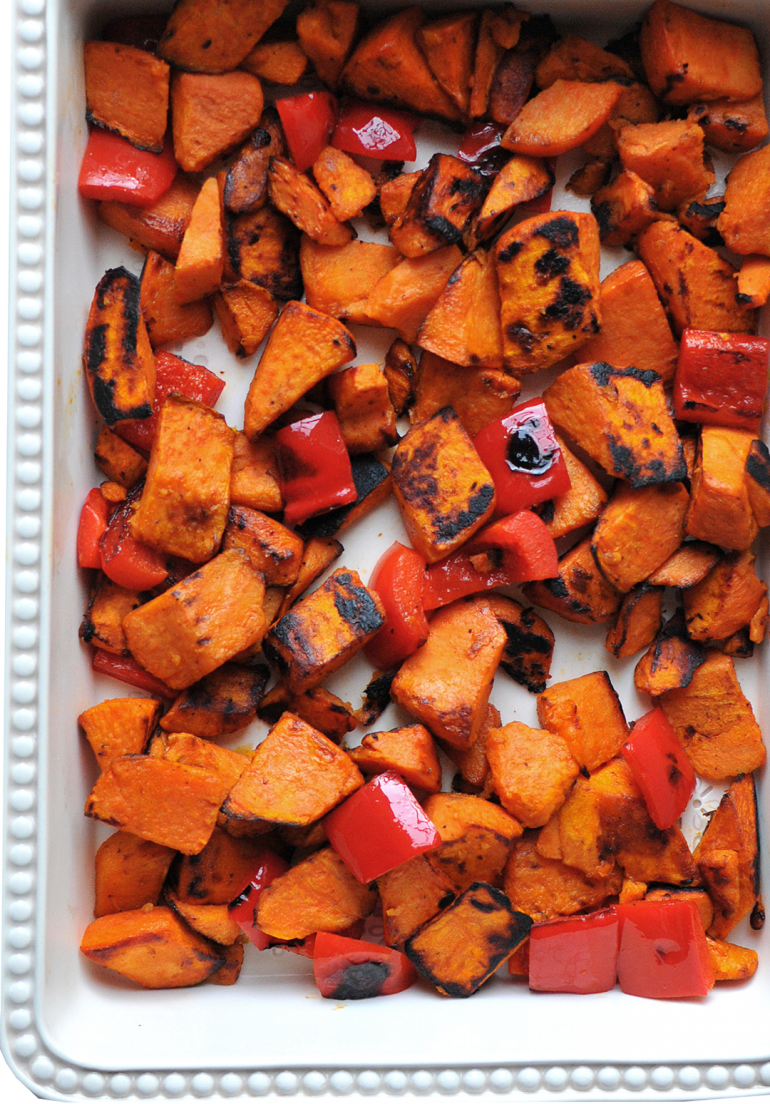 cascadian farm fire roasted sweet potatoes in pan