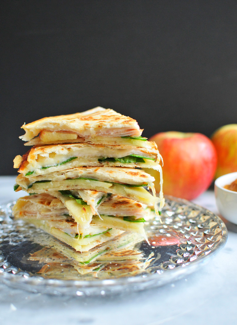 turkey apple quesadillas stack