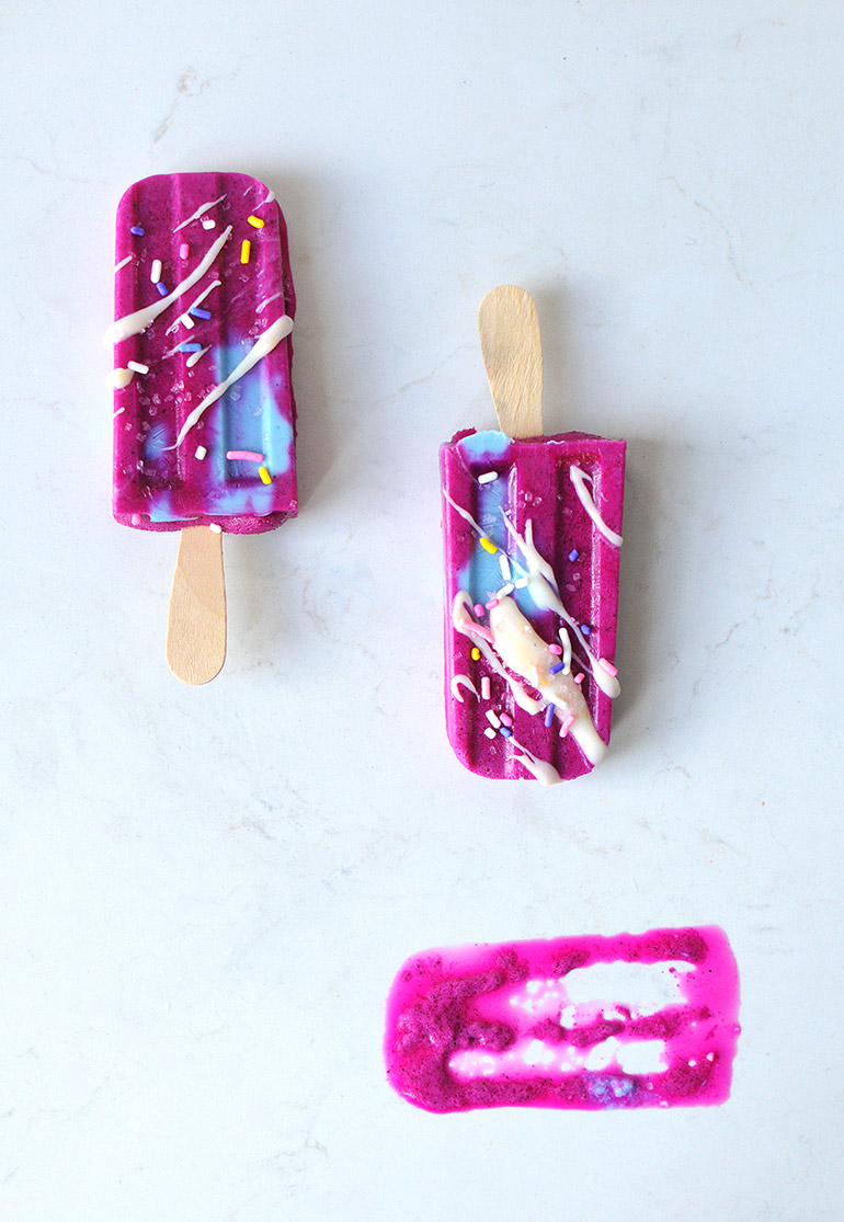 unicorn yogurt pops melting