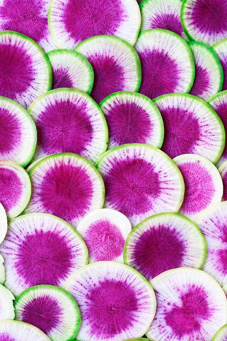 watermelon radish slices