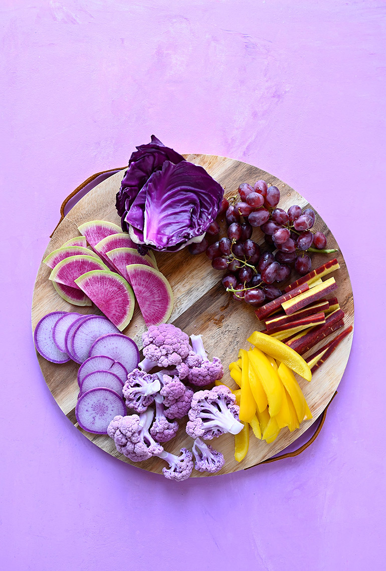 purple veggies for snack tray