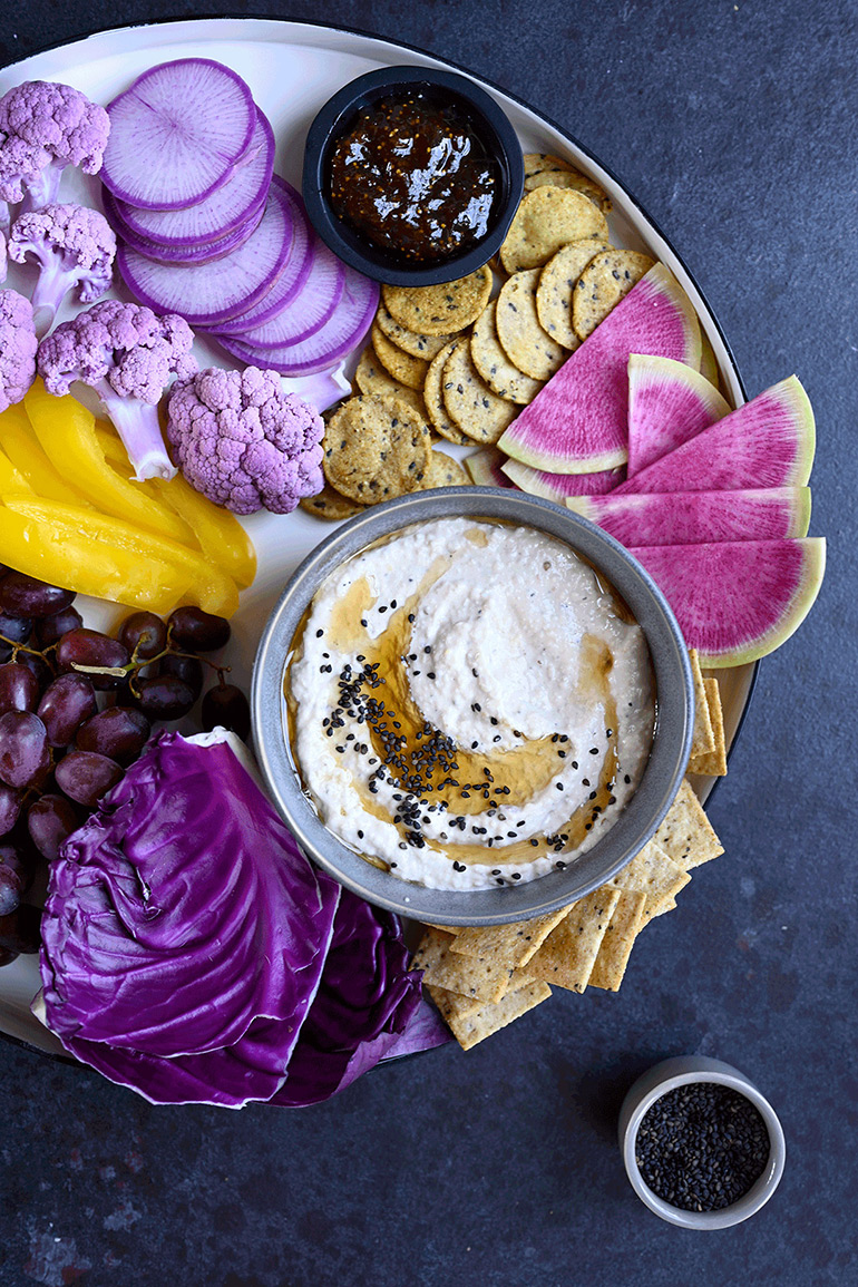 spring white bean dip with crudites